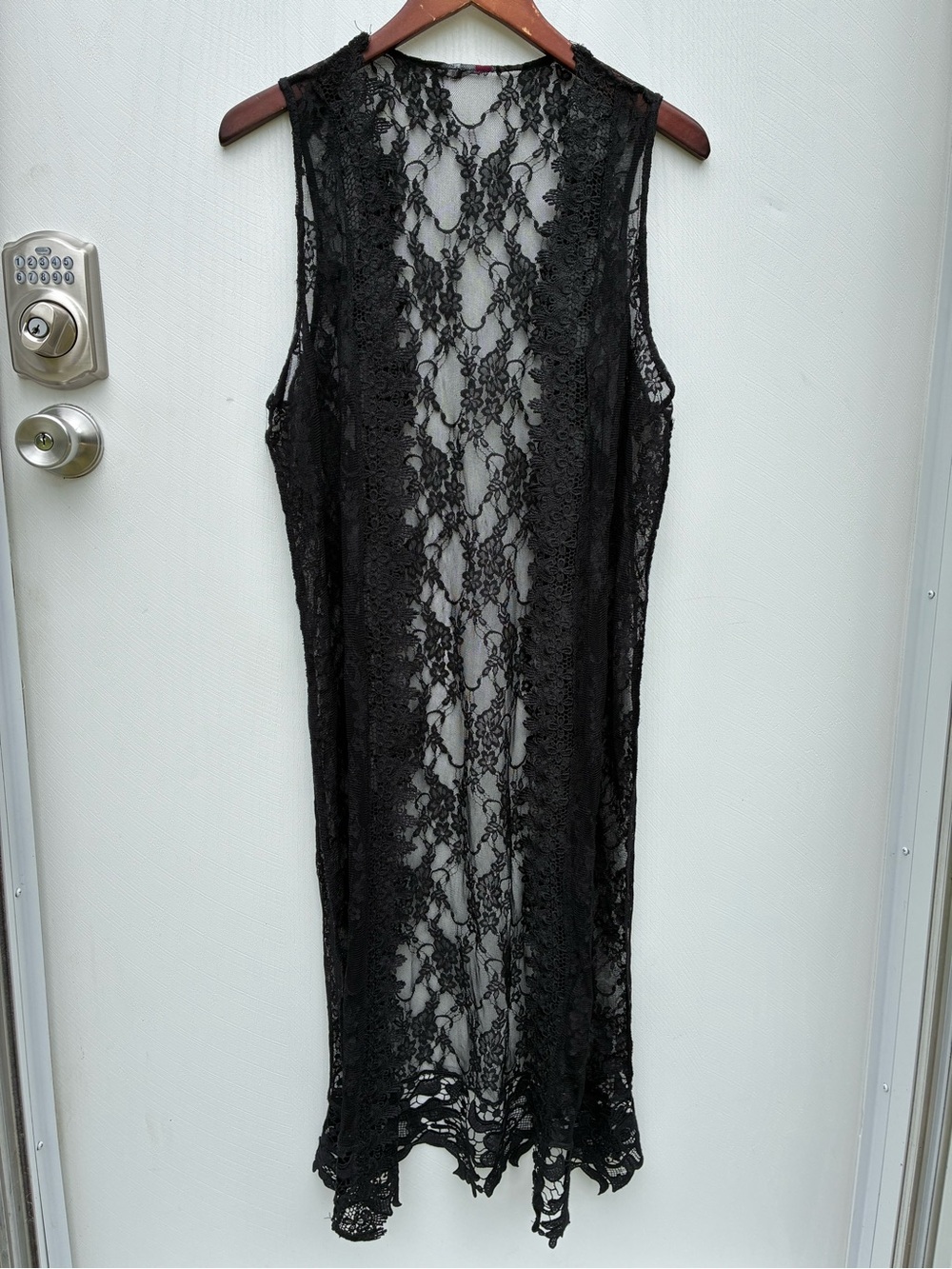 Black Lace Duster Cardigan Size M